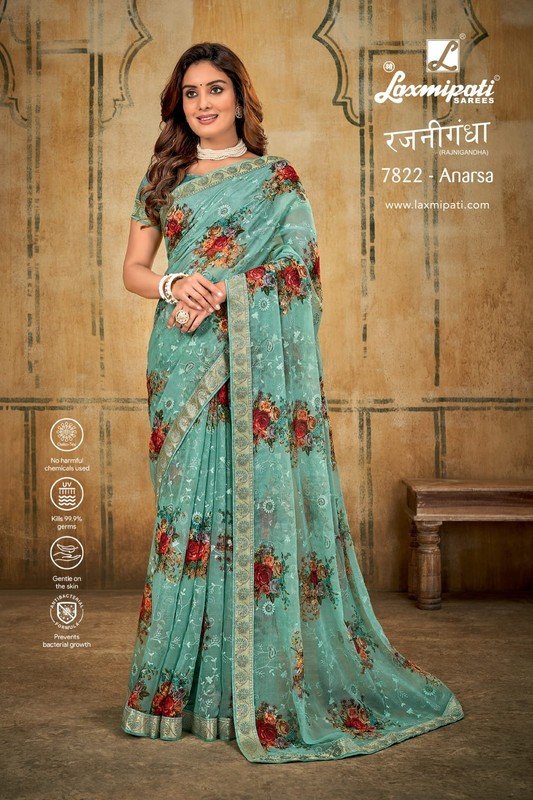 Laxmipati Rajnigandha 7822 Green Organza Saree