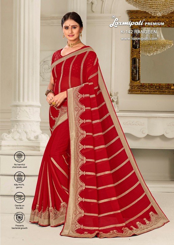 Laxmipati Rangeen K-142 Red Chiffon Saree