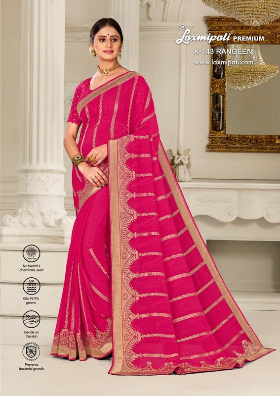 Laxmipati Rangeen K-143 Pink Chiffon Saree