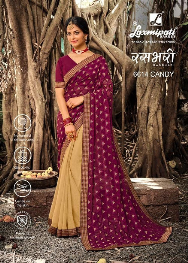 Laxmipati Rasbhari 6614 Purple Chiffon Saree