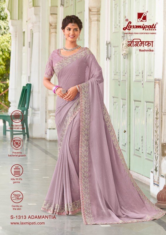 Laxmipati Rashmika S-1313 Mauve Sparkle Chiffon Saree