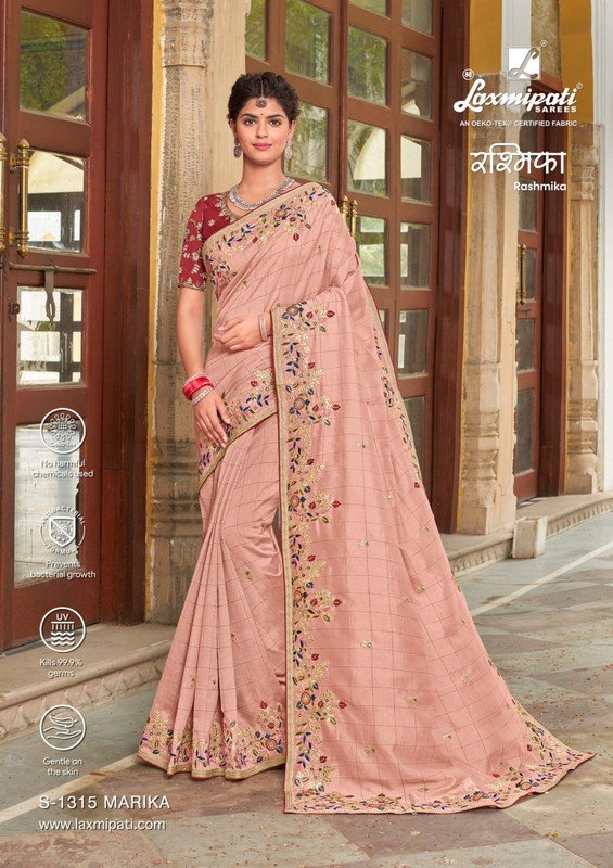 Laxmipati Rashmika S-1315 Pink Raw Silk Saree