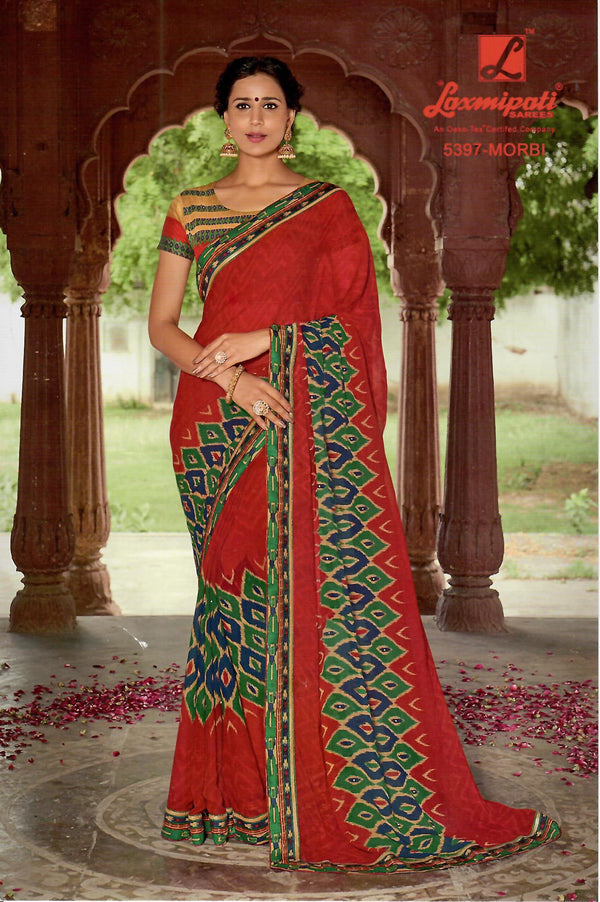 Laxmipati Dilbaro 5397 Red Chiffon Saree