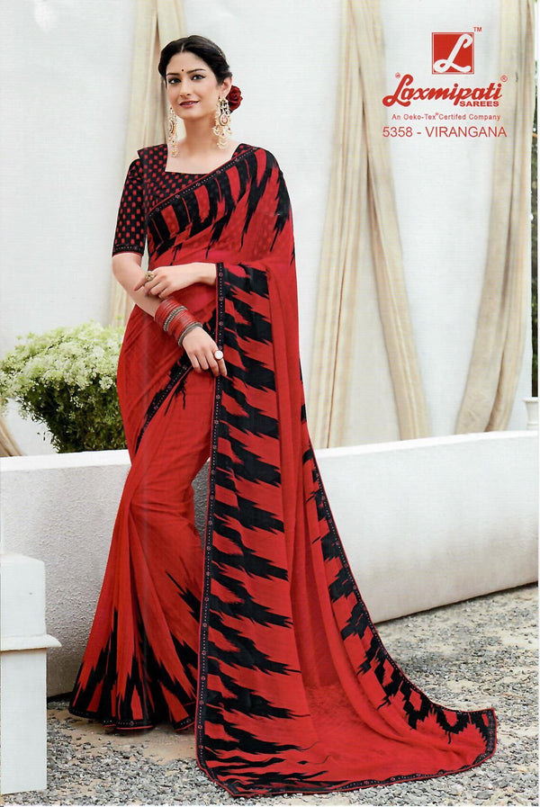 Laxmipati Phoolchidi 5358 Red Georgette Saree