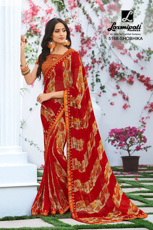 Laxmipati Rangrezi 5168 Red Georgette Saree