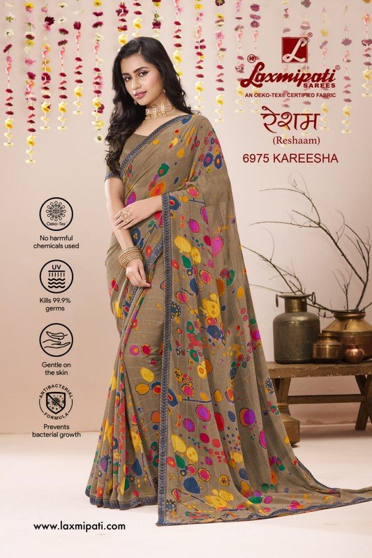 Laxmipati Reshaam 6975 Brown Georgette Saree