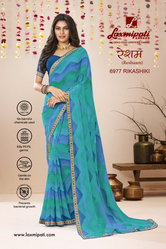 Laxmipati Reshaam 6977 Blue Georgette Saree