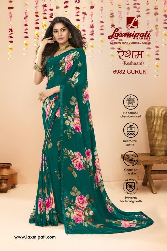 Laxmipati Reshaam 6982 Green Georgette Saree