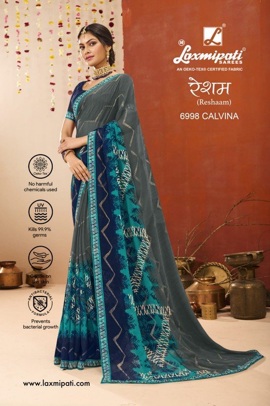 Laxmipati Reshaam 6998 Blue Georgette Saree