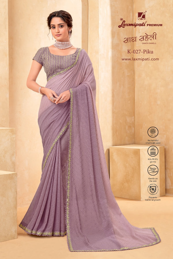 Laxmipati Saath Saheli K-027 Mauve Georgette Saree