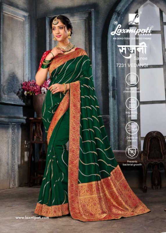 Laxmipati Sajnee 7231 Green Vichitra Silk Saree