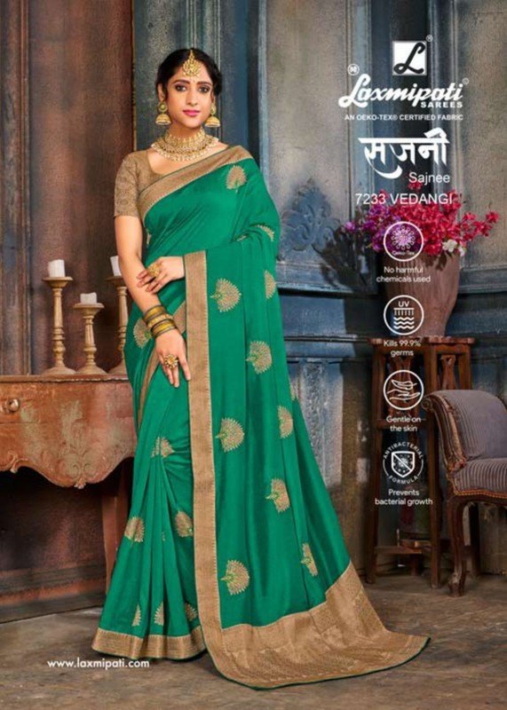 Laxmipati Sajnee 7233 Green Vichitra Silk Saree