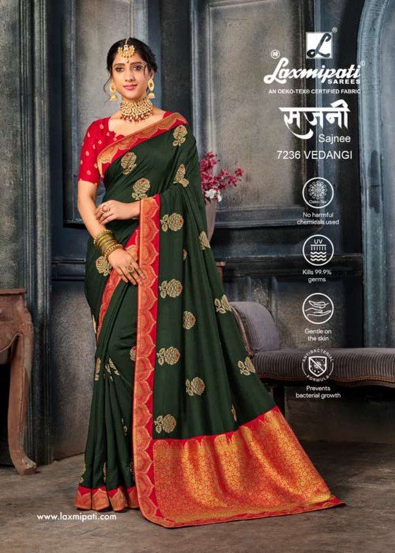 Laxmipati Sajnee 7236 Green Vichitra Silk Saree