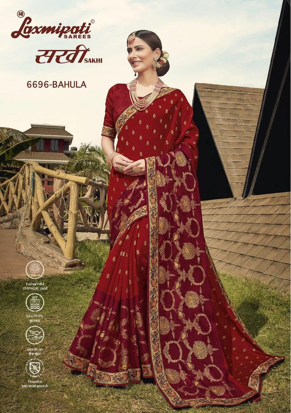 Laxmipati Sakhi 6696 Red Silk Saree