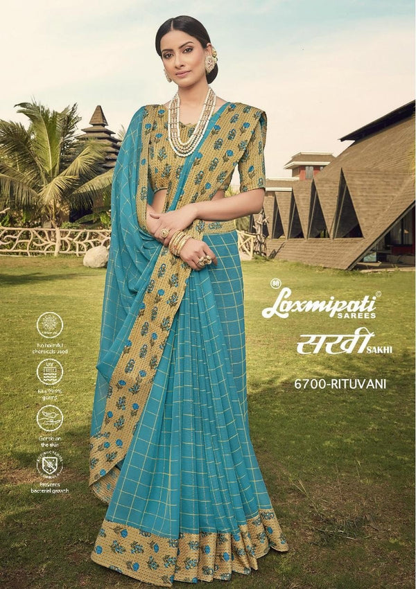 Laxmipati Sakhi 6700 Blue Georgette Saree