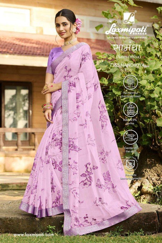 Laxmipati Samantha 7155 Violet Organza Silk Saree