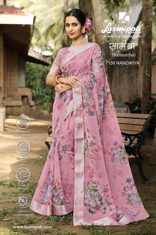 Laxmipati Samantha 7158 Pink Organza Silk Saree