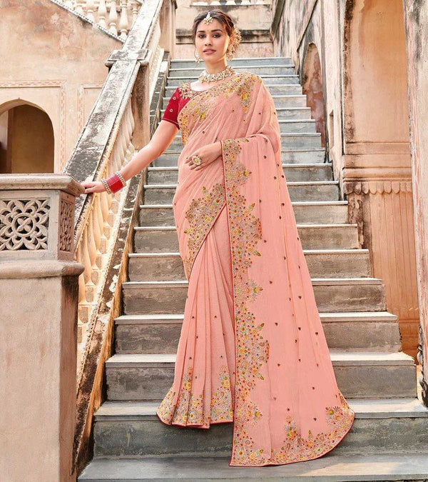 Laxmipati Sanjeevni 7670 Pink Sparkle Chiffon Saree