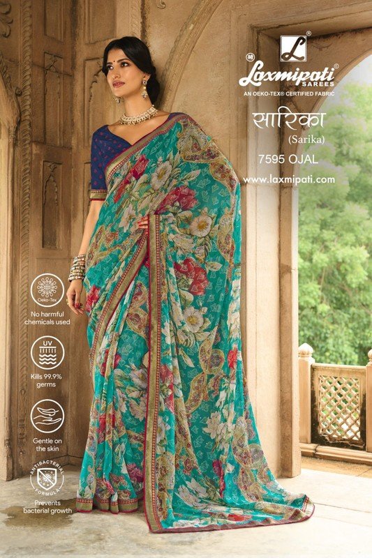 Laxmipati Sarika 7595 Blue Brasso Saree