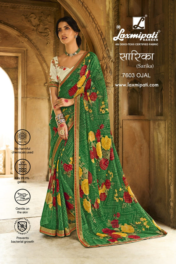 Laxmipati Sarika 7603 Green Brasso Saree