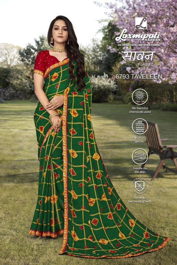 Laxmipati Savan 6793 Green Chiffon Saree