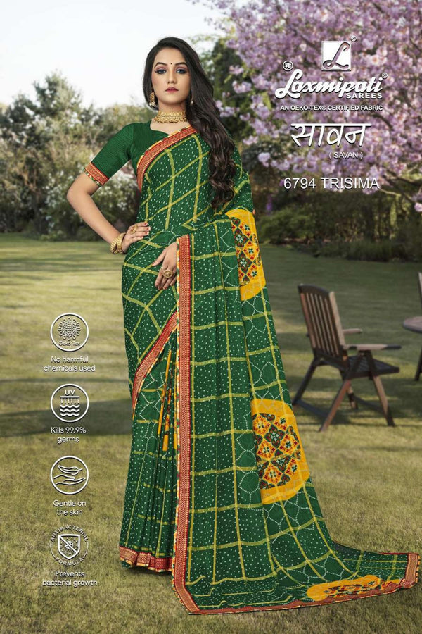 Laxmipati Savan 6794 Green Chiffon Saree