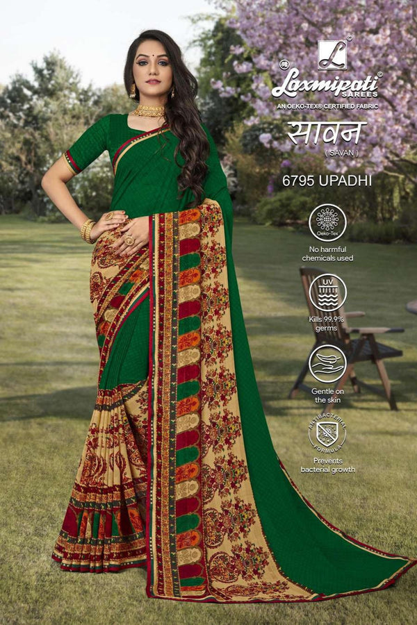 Laxmipati Savan 6795 Green Chiffon Saree