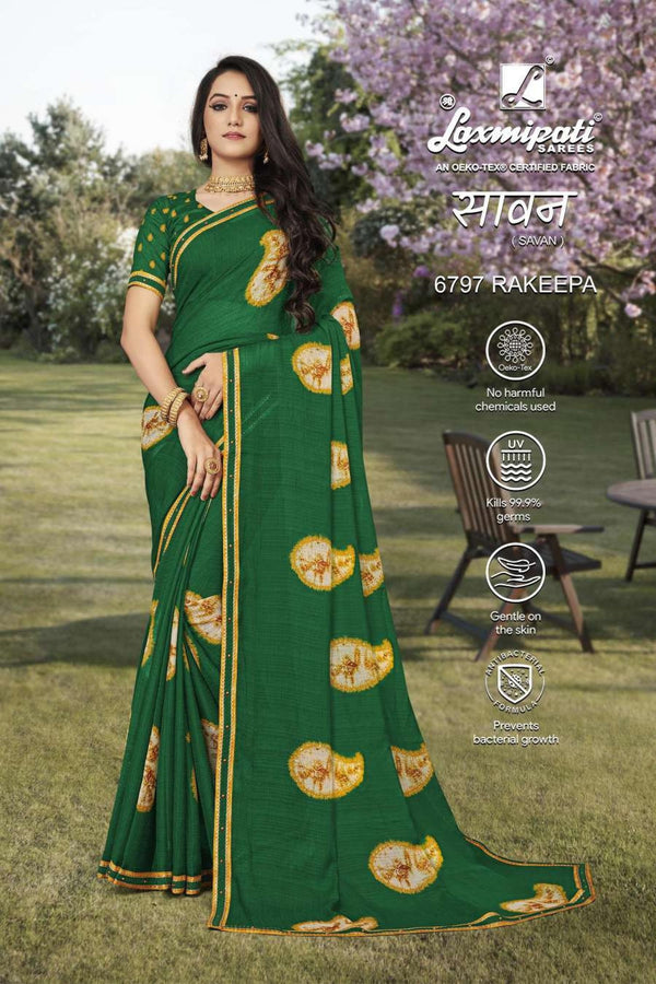 Laxmipati Savan 6797 Green Chiffon Saree