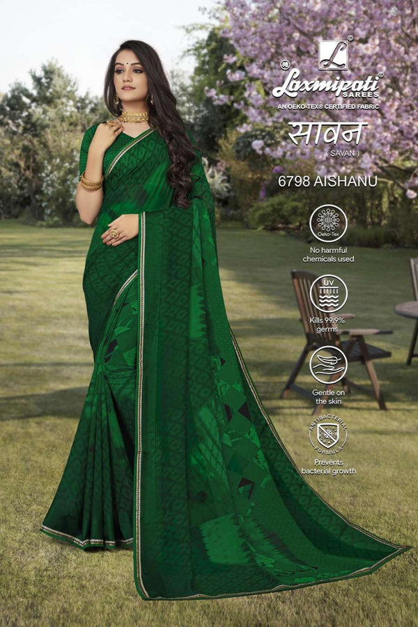 Laxmipati Savan 6798 Green Georgette Saree