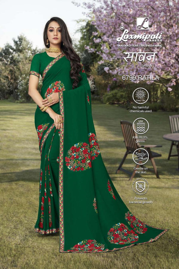 Laxmipati Savan 6799 Green Georgette Saree