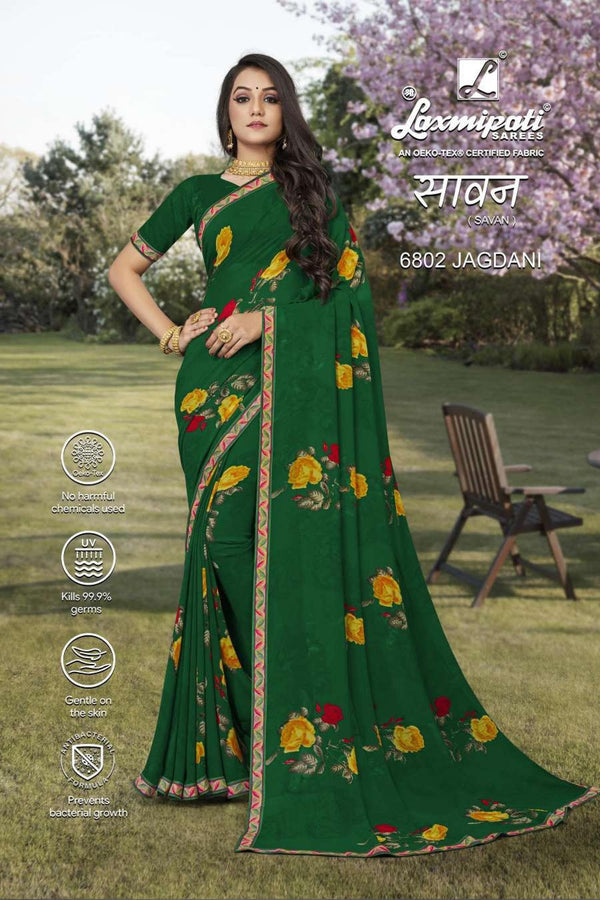 Laxmipati Savan 6802 Green Georgette Saree