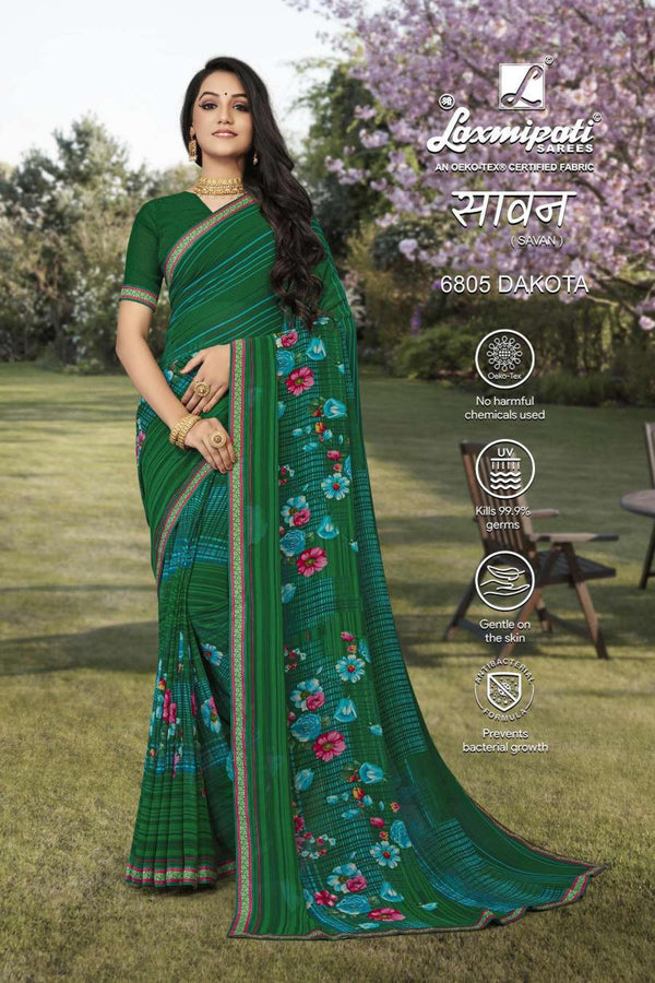 Laxmipati Savan 6805 Green Georgette Saree