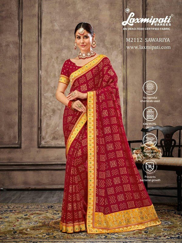 Laxmipati Sawariya M2112 Red Chiffon Saree