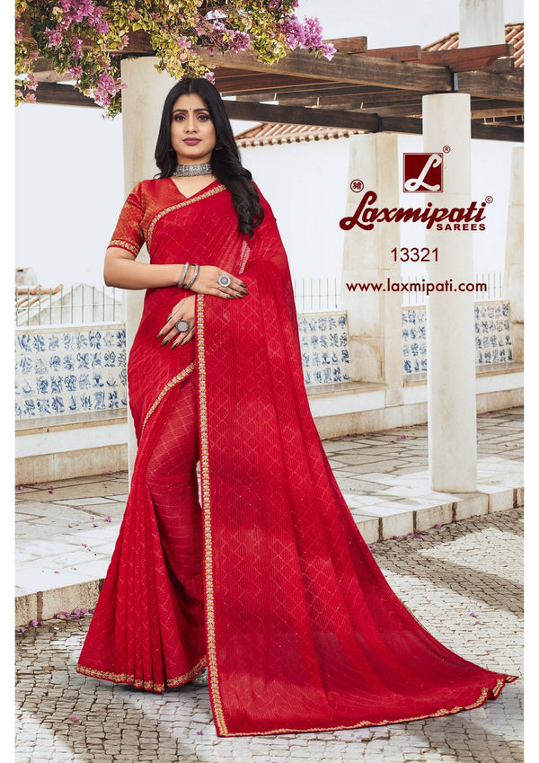 Laxmipati Sequence Pm-13321 Red Heavy Georgette Saree