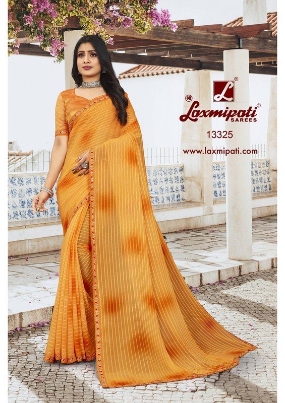 Laxmipati Sequence Pm-13325 Orange Heavy Georgette Saree