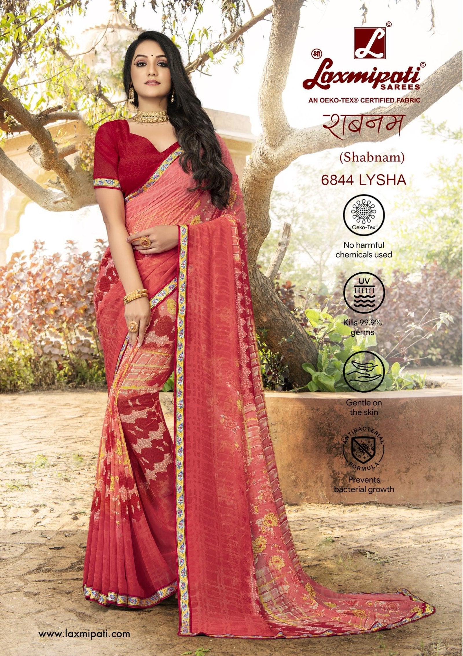 Laxmipati Khushali 6149 Red Georgette Saree – Sanskar Sarees