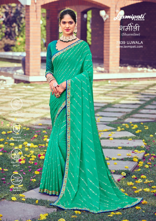 Laxmipati Sharmilee 7839 Green Chiffon Saree