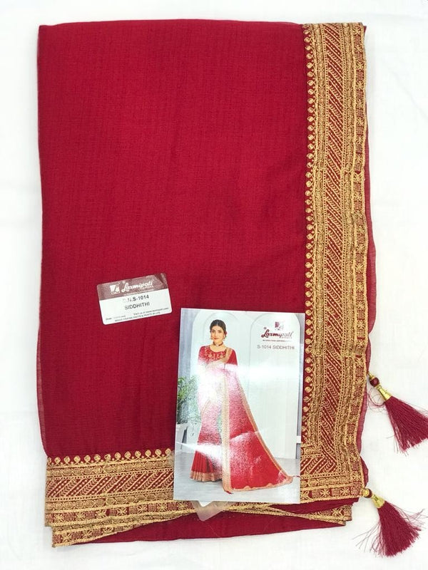 Laxmipati Siddhithi S-1014 Red Chiffon Saree