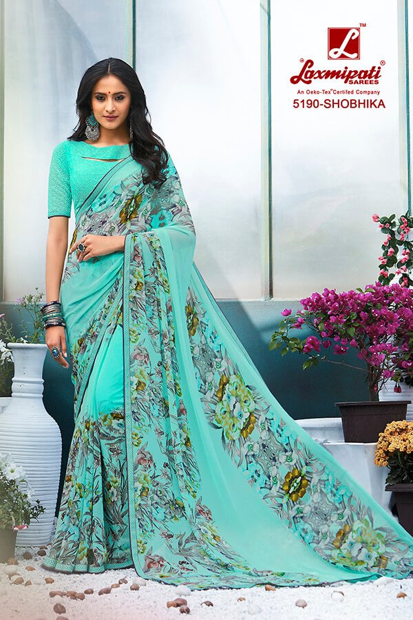 Laxmipati Rangrezi 5190 Blue Georgette Saree