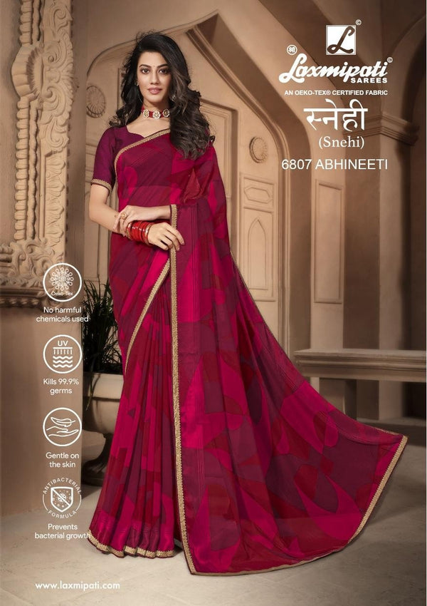 Laxmipati Snehi 6807 Maroon Georgette Saree