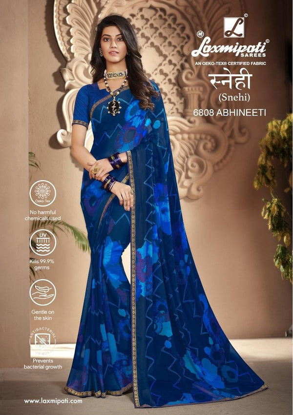 Laxmipati Snehi 6808 Blue Georgette Saree