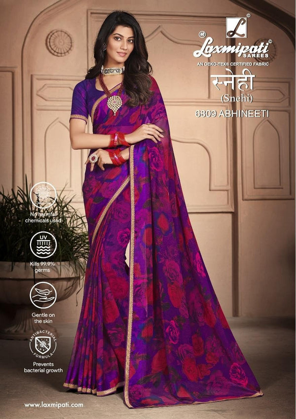 Laxmipati Snehi 6809 Violet Georgette Saree