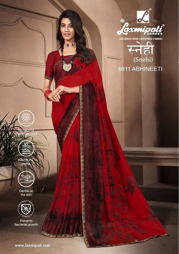 Laxmipati Snehi 6811 Red Georgette Saree