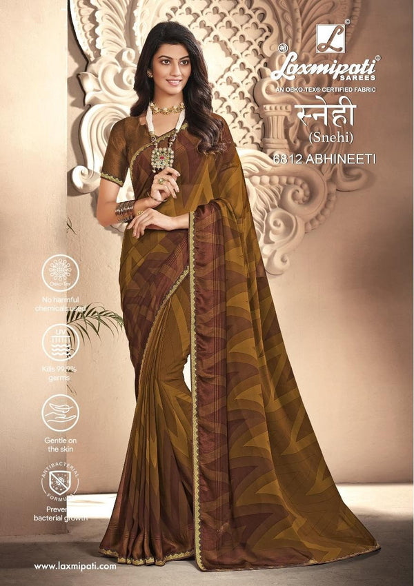 Laxmipati Snehi 6812 Brown Georgette Saree