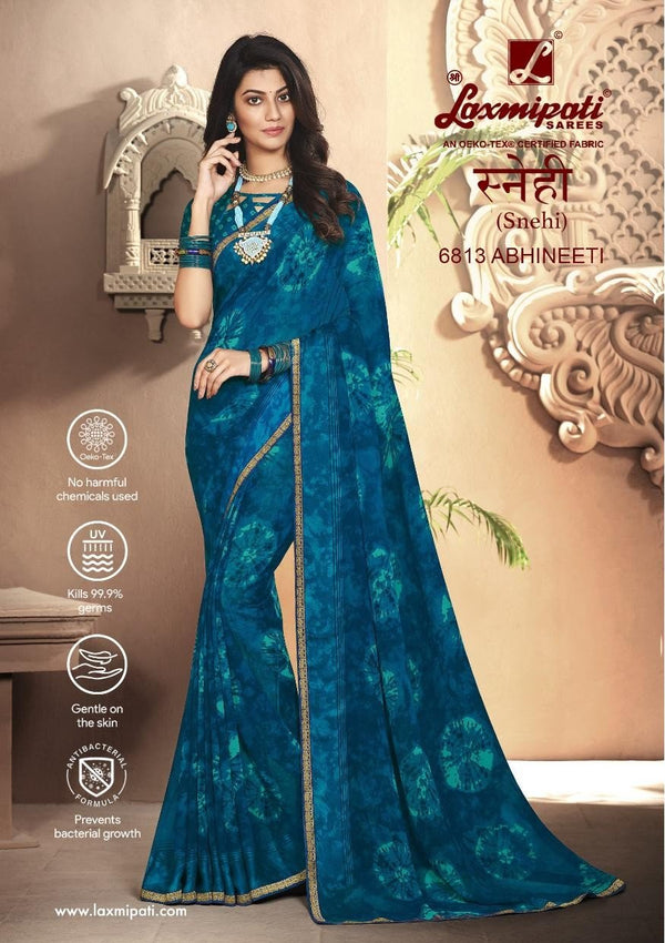 Laxmipati Snehi 6813 Blue Georgette Saree