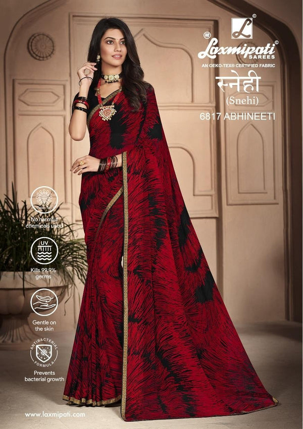 Laxmipati Snehi 6817 Red Georgette Saree