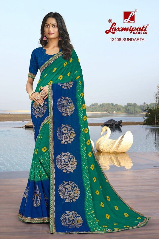 Laxmipati Sundarta Pm-13408 Green Chiffon Saree