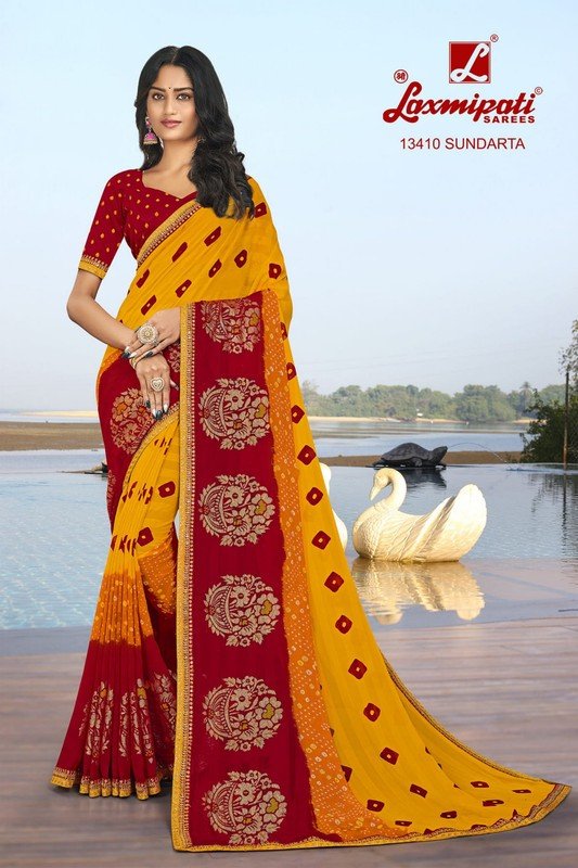 Laxmipati Sundarta Pm-13410 Yellow Chiffon Saree