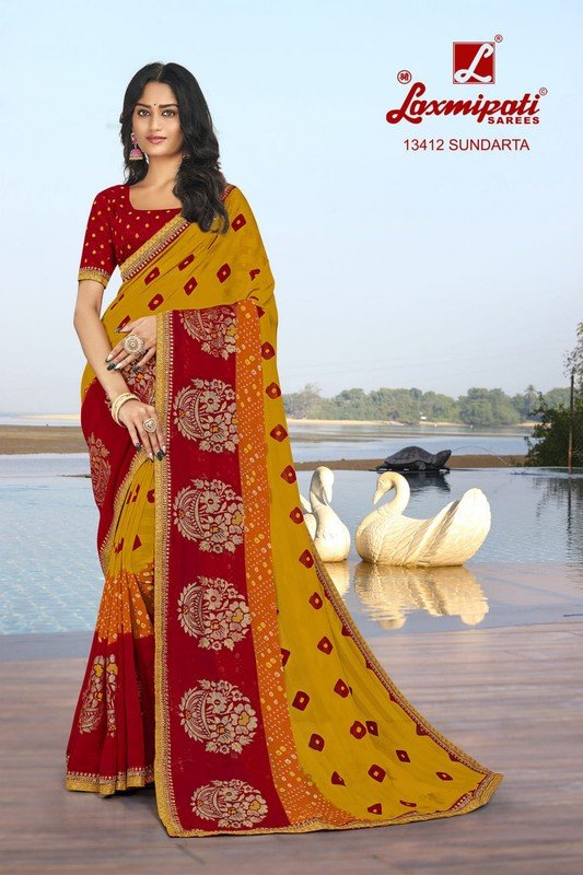 Laxmipati Sundarta Pm-13412 Yellow Chiffon Saree