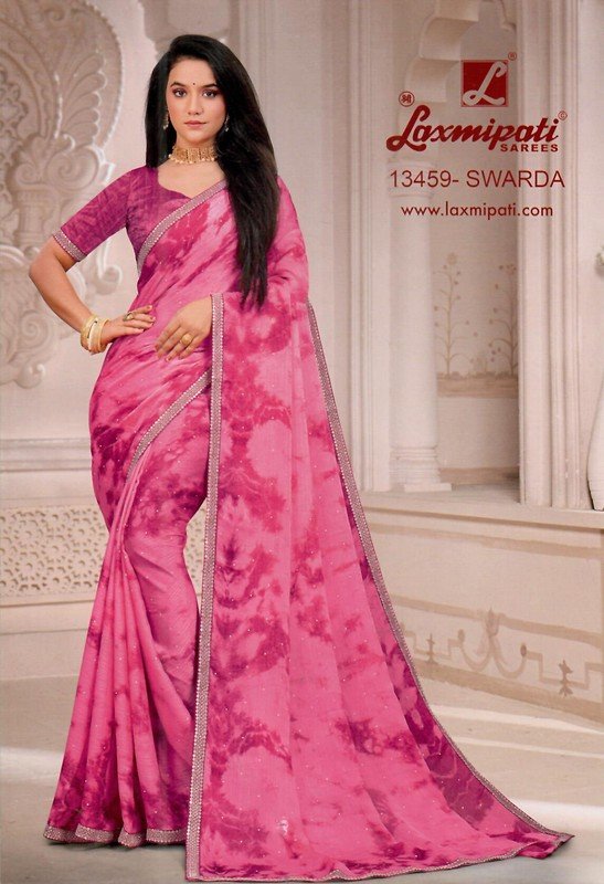 Laxmipati Swarda Pm-13459 Pink Silk Chiffon Saree